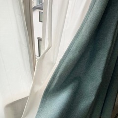 お話中　くすみブルーのカーテン　2窓分セットの画像