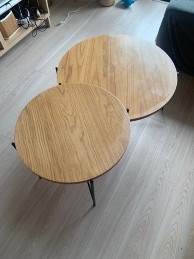 円形テーブルセット ・ライトブラウン <傷なし>