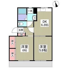 常盤平駅・2DK ・敷金&礼金0&フリーレント１ヶ月!