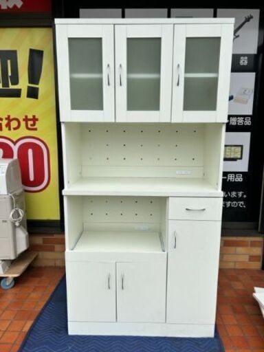 食器棚　白　ローレル　en-055 幅90ｃｍ　奥行45ｃｍ　高さ180ｃｍ