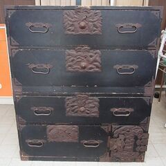 古家具　庄内箪笥　時代箪笥　傷みあり　現状