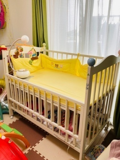 ※お取引終了【ミキハウスベビーベッド】マットレス他付属品付き