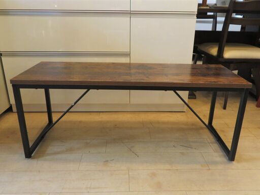 【愛知店舗】ダイニングテーブル4点セット ベンチ付 ニトリ ステイン テーブル幅120cm×奥行70cm×高さ70cm 食卓テーブル