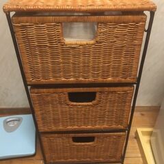 籐製の引き出し3個セット