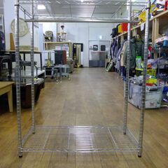 メタルラック 3段 ハンガーラック 幅90×奥45×高178cm スチールラック アルミラック 収納 家具 札幌市 厚別区の画像