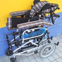 札幌市内近郊限定 株式会社ミキ FORCE グランドフリッチャー リクライニング付き 車いす 車椅子 強化アルミフレーム 折り畳み可能の画像
