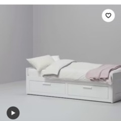 BRIMNES IKEA ブリムネス ヘムネス　HEMNES ベッドフレーム ゲストベット　収納付き, ホワイト90x200 cm  マットレス付き