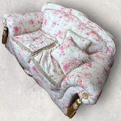 二人掛け ソファ 花柄 薔薇 フラワー ローズ クッション付き