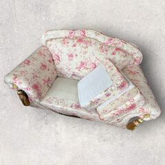 二人掛け ソファ 花柄 薔薇 フラワー ローズ クッション付き