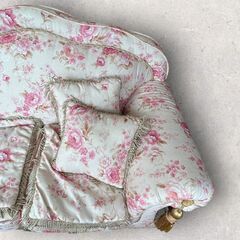 二人掛け ソファ 花柄 薔薇 フラワー ローズ クッション付き