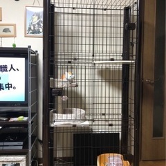 ３段キャットケージ　ブラウン