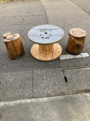 丸太の椅子＆ケーブルドラムテーブルセット╰(*´︶`*)╯♡もうこれだけでオシャレインテリアになります╰(*´︶`*)╯♡