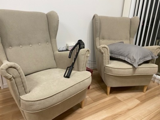 オットマン付　IKEA STRANDMON ストランドモン 1人掛けソファー