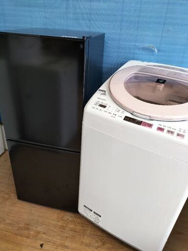 お買い得セットその2 ニトリ NTR-106BK 2ドア冷蔵庫 2021年製・シャープ ES-TX8A-P 全自動洗濯機 ピンクカラー 8.0Kg 2016年製  2点セット