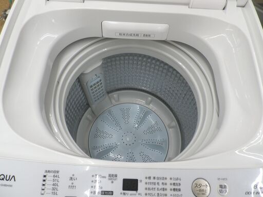 西岡店 洗濯機 8.0㎏ 2019年製 アクア AQW-GV80H ホワイト 全自動洗濯機