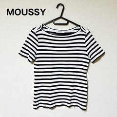 MOUSSY リブカットソー Tシャツ ボーダー FREE
