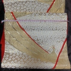 袋帯 表：鳳凰 金糸 白、裏地：朱色の画像