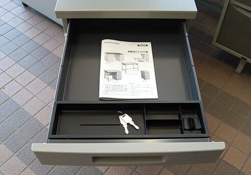 ② KOKUYO 袖机 3段 幅40.5×奥行73×高さ74㎝ 鍵付き オフィス家具 事務用 収納 脇デスク コクヨ 札幌市 清田区 
