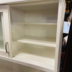 【売約済】　ニトリ 食器棚 キッチンボード コパン 100KBWH　食器棚　レンジボード　キッチン収納　フルレール　引き出し　大容量　収納　キッチンボード　カップボード　検　綾野製作所　ニトリ　NITORI  上下セパレート　大川家具　松田家具　ビガー　レンジの画像