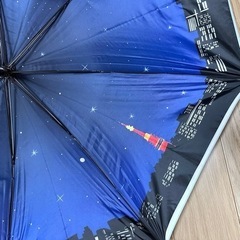 雨傘大きめ☆内側夜景東京タワーレインボーブリッジ☆ブルーグレーの画像