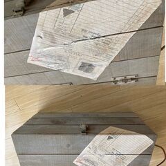 未使用/アンティーク仕上げ　木製収納ケース　蓋付き　：　発送不可・引取り限定（鳥取市又は岡山市）の画像