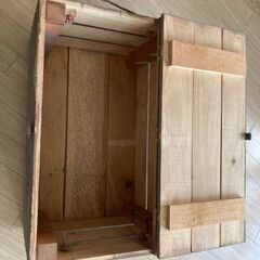 未使用/アンティーク仕上げ　木製収納ケース　蓋付き　：　発送不可・引取り限定（鳥取市又は岡山市）の画像