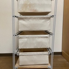【商談終了】無印⚪︎品 スチールユニットシェルフ帆布バスケットセット