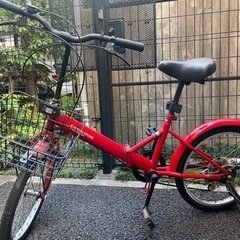 ［受取予定者決定済み］シマノ　折り畳み自転車　レッド