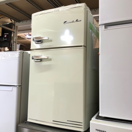 2019年製 85L 2ドア冷蔵庫 ミニ 冷蔵庫 レトロ アイボリー GLAND LINE 白 引っ越し