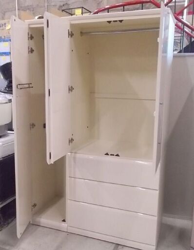マルミツ ワードローブ 幅120×奥行54×高190cm ESV-32 白 エナメル 収納 衣類 家具 ホワイト タンス チェスト 箪