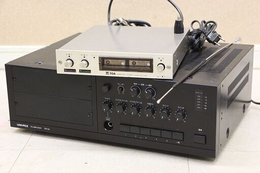 UNI-PEX PAアンプ ユニット式卓上形アンプ BX-60 ワイヤレス マイク セット TOA WT-700 ワイヤレス チューナー 通電確認 (E1674wY)
