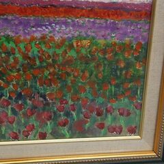 油絵 絵画 チューリップ園 額縁 外寸：縦55cm×横67cm 内寸：縦41cm