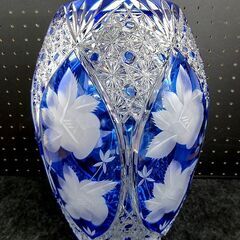 □POLONIA ポロニア クリスタルガラス 花瓶 30.5cm ポーランド製 瑠璃