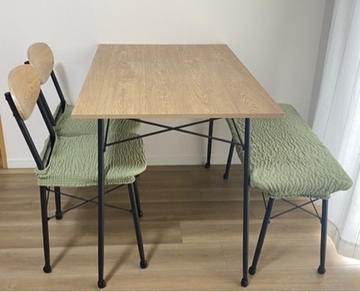 【受付再開】早い者勝ち!ダイニングテーブルセット チェア 座面カバー 4人掛け