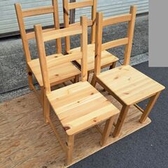 IKEA イケア IVAR ダイニングチェア 4脚セット 木製 パイン材 幅38cm×奥行48cm×高さ96cm（座高45cm） の画像