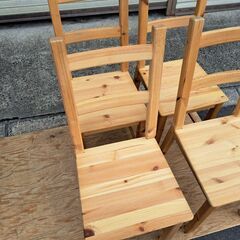 IKEA イケア IVAR ダイニングチェア 4脚セット 木製 パイン材 幅38cm×奥行48cm×高さ96cm（座高45cm） の画像