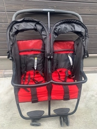 ココロン　ツイン　レッド　横型二人乗りベビーカー　双子用 年子用 ２人乗り