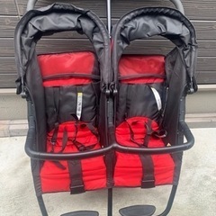 ココロン ツイン レッド 横型二人乗りベビーカー 双子用 年子用 2人乗り-