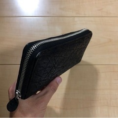 定価39800円　象革　長財布　ブラック　本革　長財布の画像