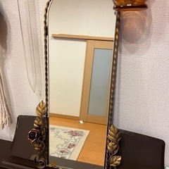 アンティーク　ローズ　ミラー　アイアン