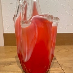 昭和レトロ　クラフトグラス　ガラス花瓶の画像