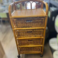 【レガストック江東店】4段ラタン チェスト 野菜ストッカー カゴ...