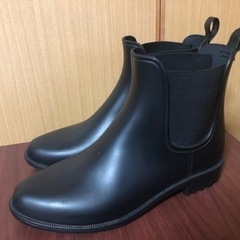 【値下げしました】【レインブーツ レディースM】サイドゴア　レインシューズ　黒の画像