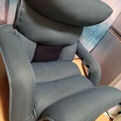 リクライニング　ひじ掛け付き座椅子　360℃回転　ブルー系　フラット　【美品】≪値下げ≫の画像