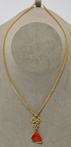 K18YG/WG 珊瑚(サンゴ)・ダイヤモンド ネックレス 品番n22-45