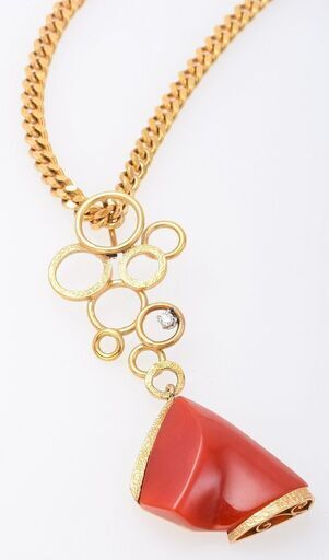 K18YG/WG 珊瑚(サンゴ)・ダイヤモンド ネックレス 品番n22-45