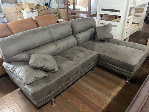 カウチソファ　グレー　ファブリックレザー製　人気商品です！