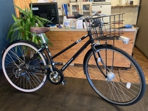 【前輪タイヤ・前輪チューブ新品！】LEDオートライト　6段変速　27インチ自転車　ブラック