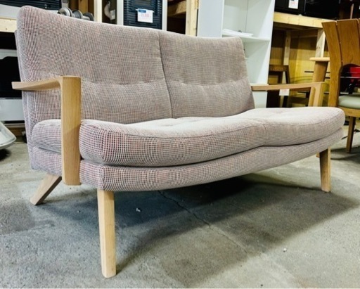 札幌市内配送無料 美品 karimoku カリモク家具 2人掛椅子 布張り2Pソファ UU1602E474