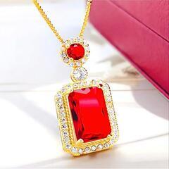 ▼J→→→M26-1★紅玉ルビースクエア金彩 1粒ダイヤモンド ...